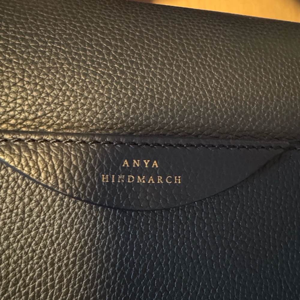 Anya Hindmarch Navy Textured Leather Clutch